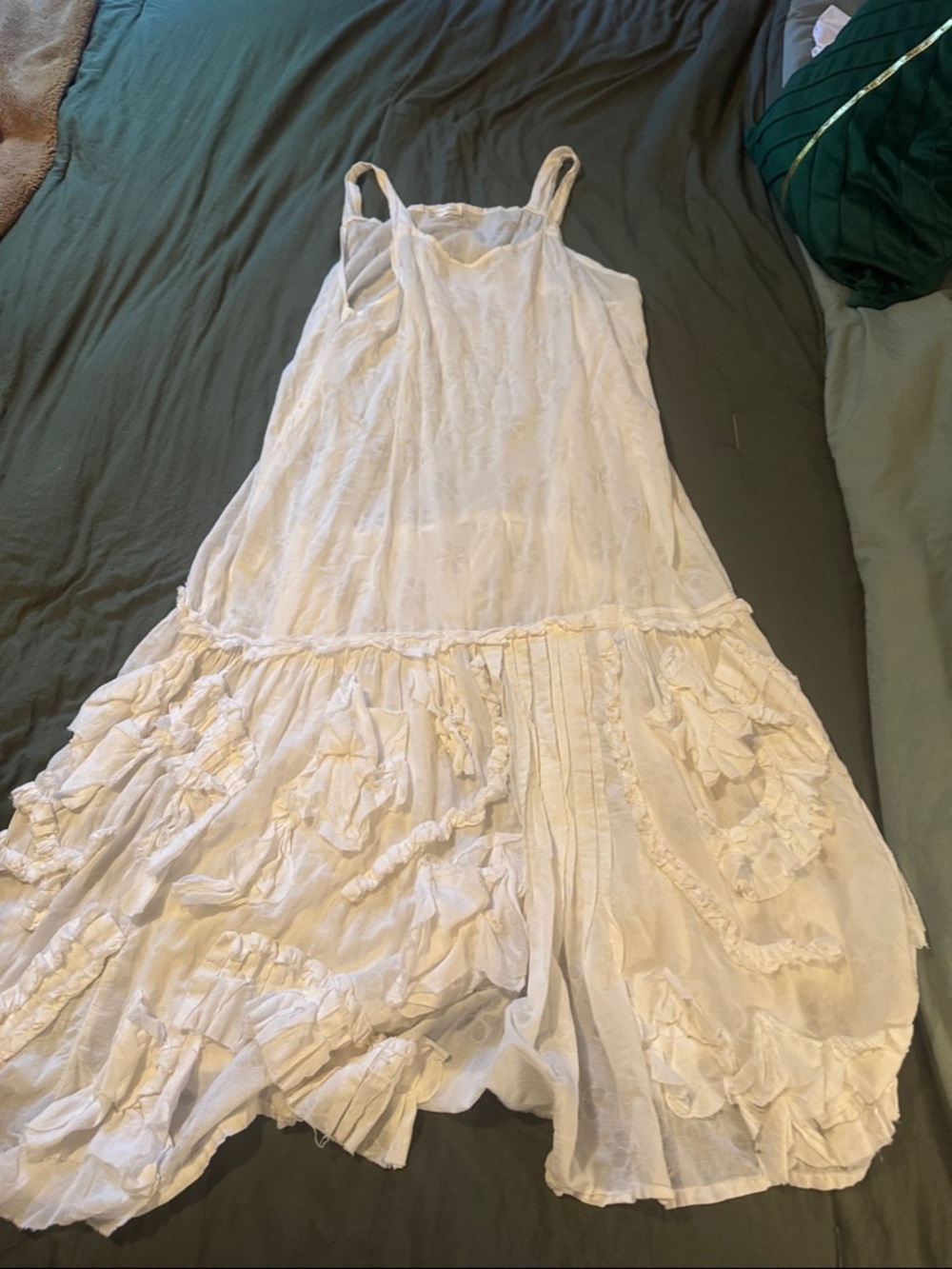 White Ruffled Sleeveless Maxi Dress